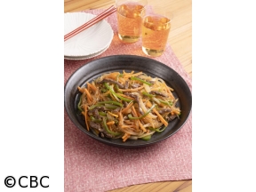 ３分クッキング【たっぷりせん切り野菜のチャプチェ】