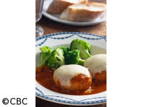 ３分クッキング【ダブルチーズの煮込みチキンハンバーグ】