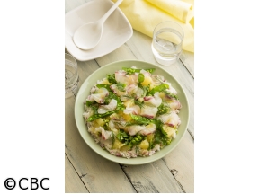 ３分クッキング【鯛と柑橘、春野菜のサラダライス】